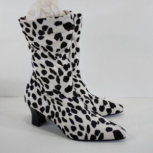 Proxy White and Black Fabric Stretch Animal Print Cowgirl Boots Size 7.5